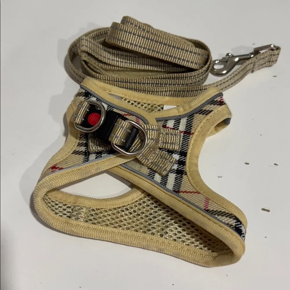 SUREDOO Soft Vest Harness Beige Plaid Mesh Padded NIP